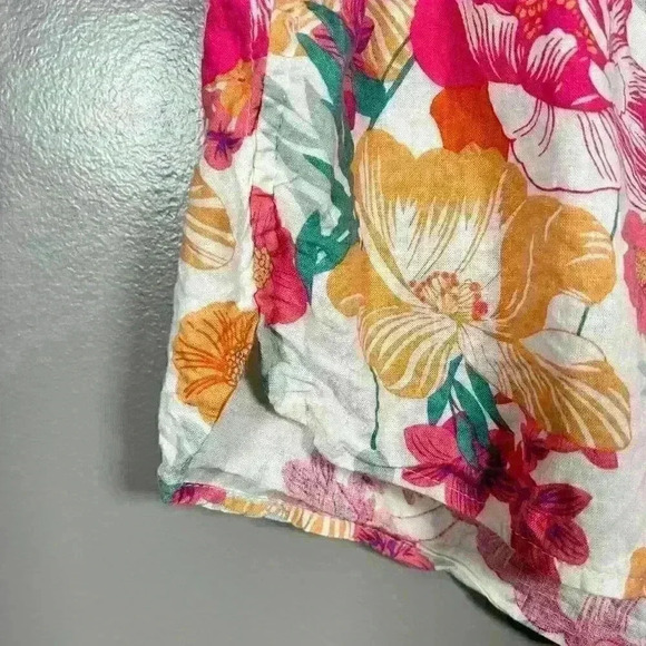 RACHEL ZOE Floral Hawaiian Tropical Linen Blend Pull On Shorts Women Medium - Picture 2 of 9